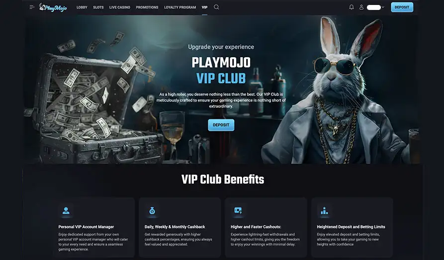 Spin Mojo Casino VIP Club Screenshot image #3 for Play Mojo Casino