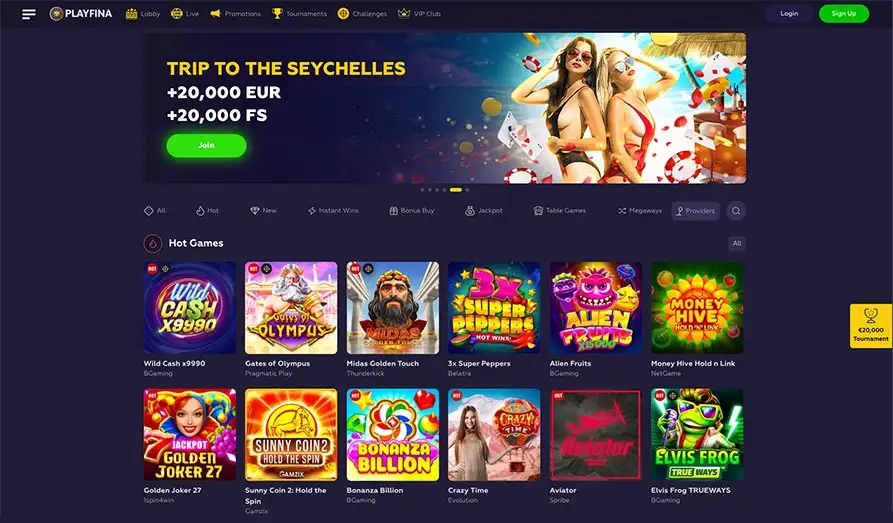 Read review of Playfina Casino