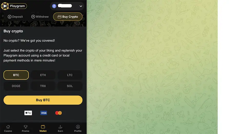 Playgram buy crypto Landscape screenshot image #1 for Playgram