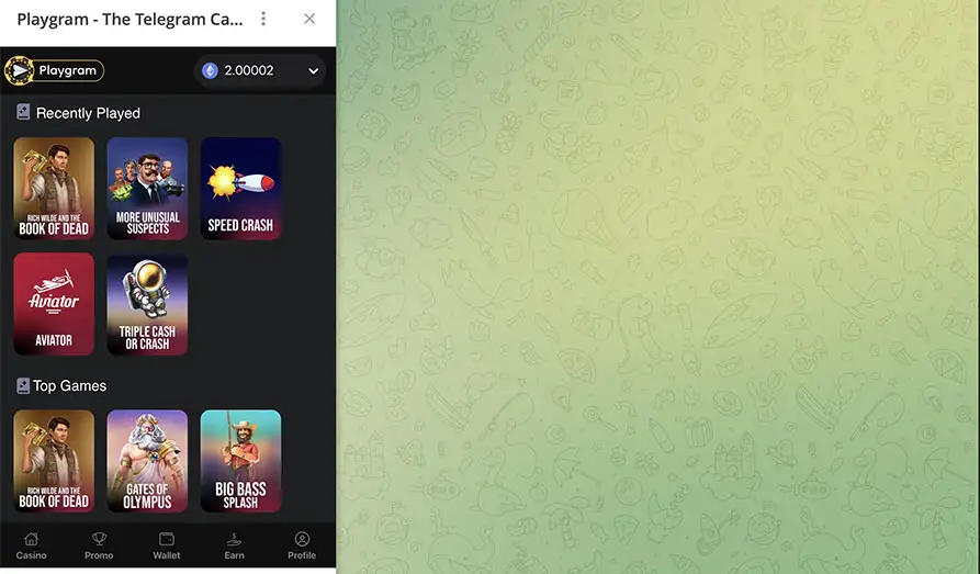 Recently Played on Playgram Casino Screenshot image #2 for Playgram