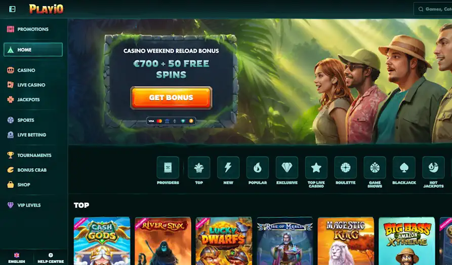 Play IO Casino Homepage Main screenshot image for Playio Casino