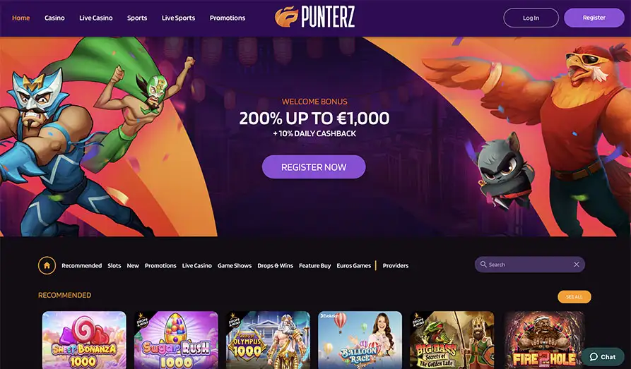 Read review of Punterz Casino