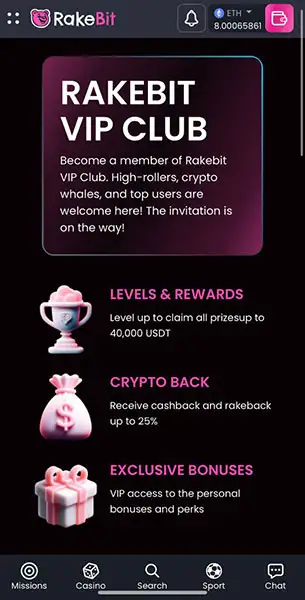 Rakebit Casino mobile screenshot #3 Mobile Screenshot image #3 for Rakebit Casino