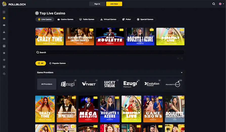 Rollblock IO live casino Screenshot image #2 for Rollblock IO