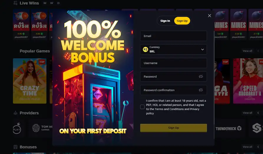 Easy sign up at Rollblock KYC Landscape screenshot image for Rollblock IO