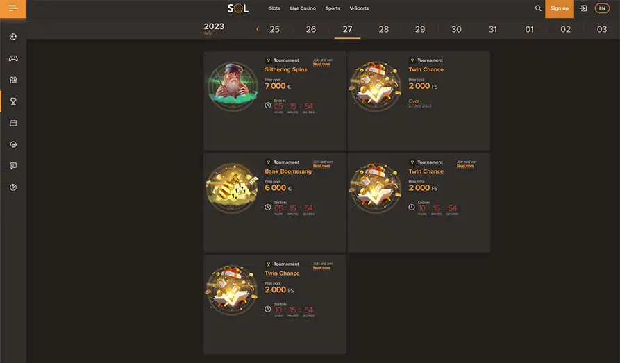 Sol Crypto Casino tournaments Screenshot image #3 for Sol Crypto Casino