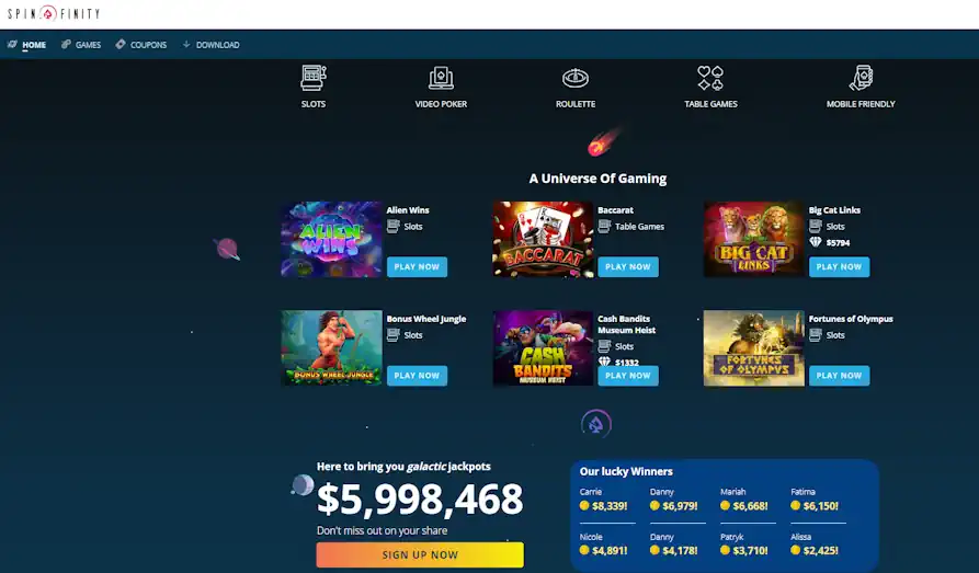 Read review of Spinfinity Casino