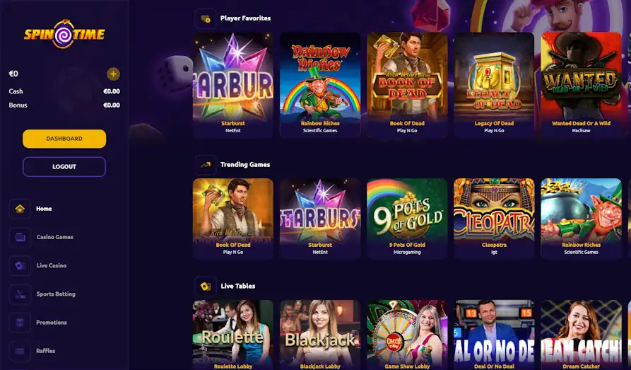 Read review of SpinTime Casino
