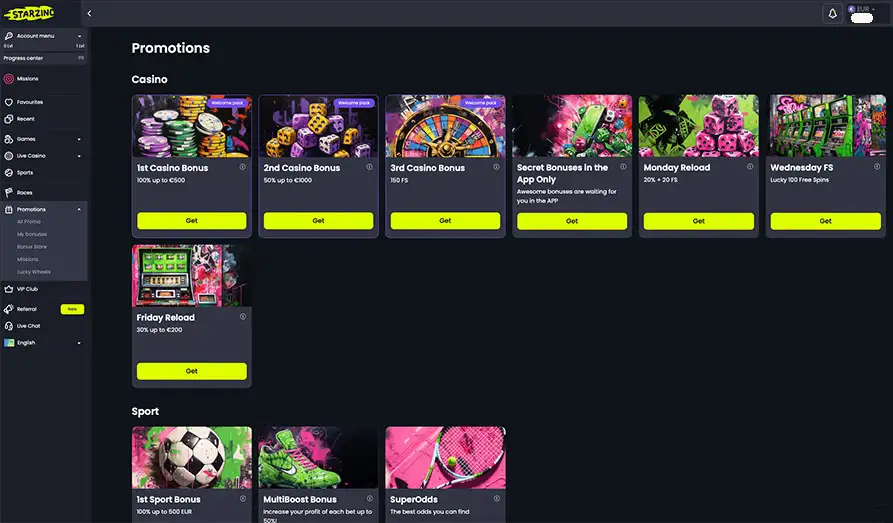 Starzino Casino Bonuses Screenshot image #3 for Starzino