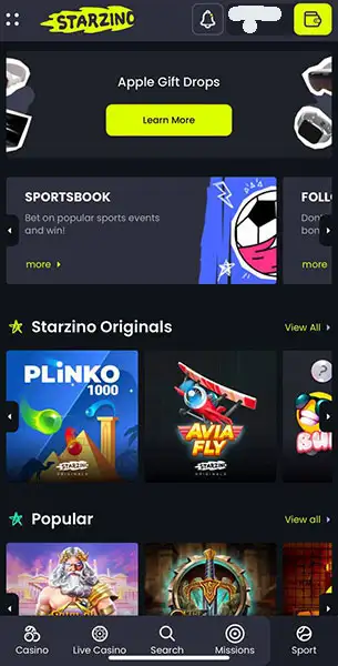 Starzino mobile screenshot #1 Mobile Screenshot image #1 for Starzino
