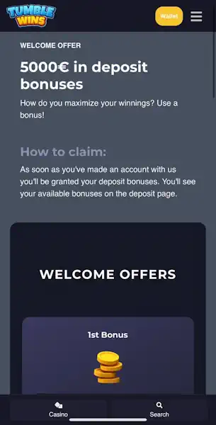 Tumble Wins Casino mobile screenshot #4 Mobile Screenshot image #4 for Tumble Wins Casino