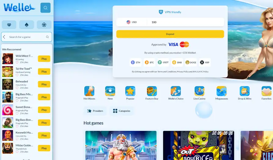 Welle casino startpage Landscape screenshot image #1 for Welle Casino