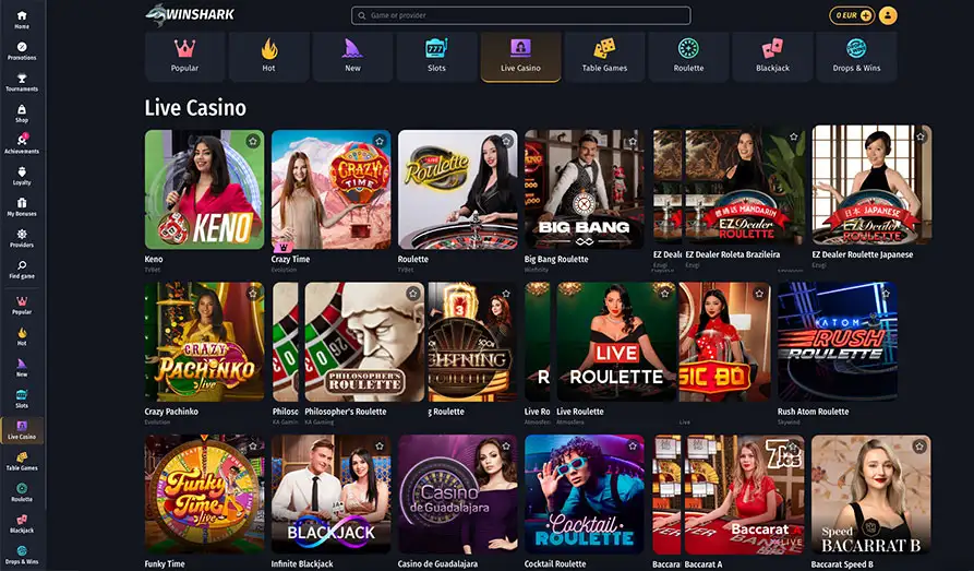 Amazing Selection of Live Casino Games Screenshot image #3 for Win Shark Casino