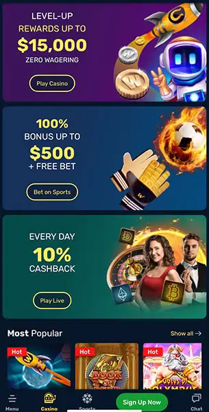 Winz Casino mobile screenshot #4 Mobile Screenshot image #4 for Winz Casino