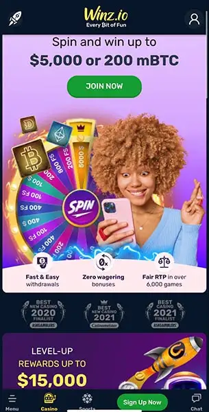 Winz Casino mobile screenshot #1 Mobile Screenshot image #1 for Winz Casino