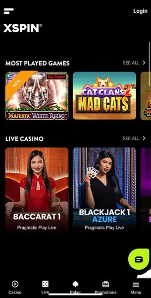 XSpin Casino mobile screenshot #4 Mobile Screenshot image #4 for XSpin Casino