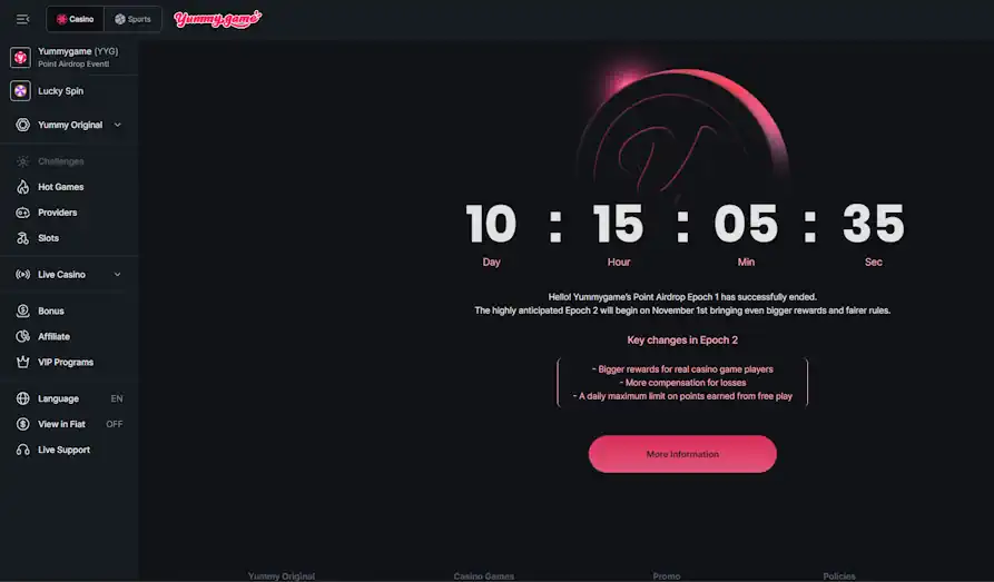 Yummy Game casino airdrop Screenshot image #2 for Yummy Game Casino