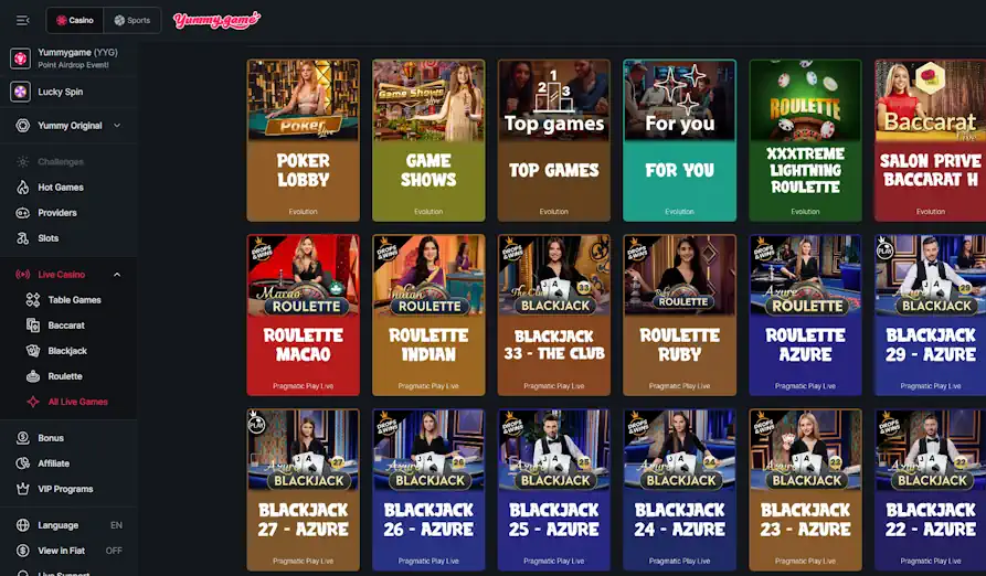 Yummy Game casino live games Screenshot image #3 for Yummy Game Casino