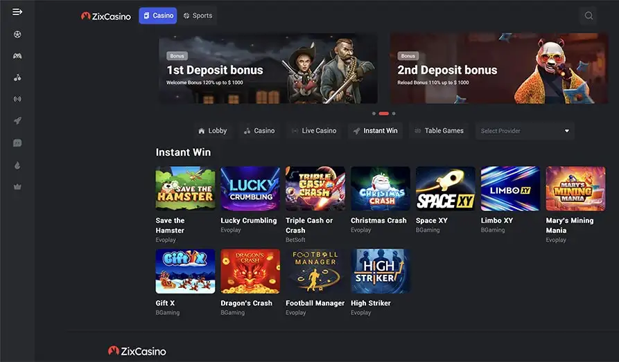 Zix Casino Crash Games Screenshot image #3 for Zix Casino