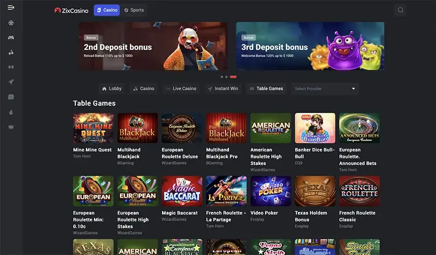 Zix Casino Table Games Screenshot image #2 for Zix Casino